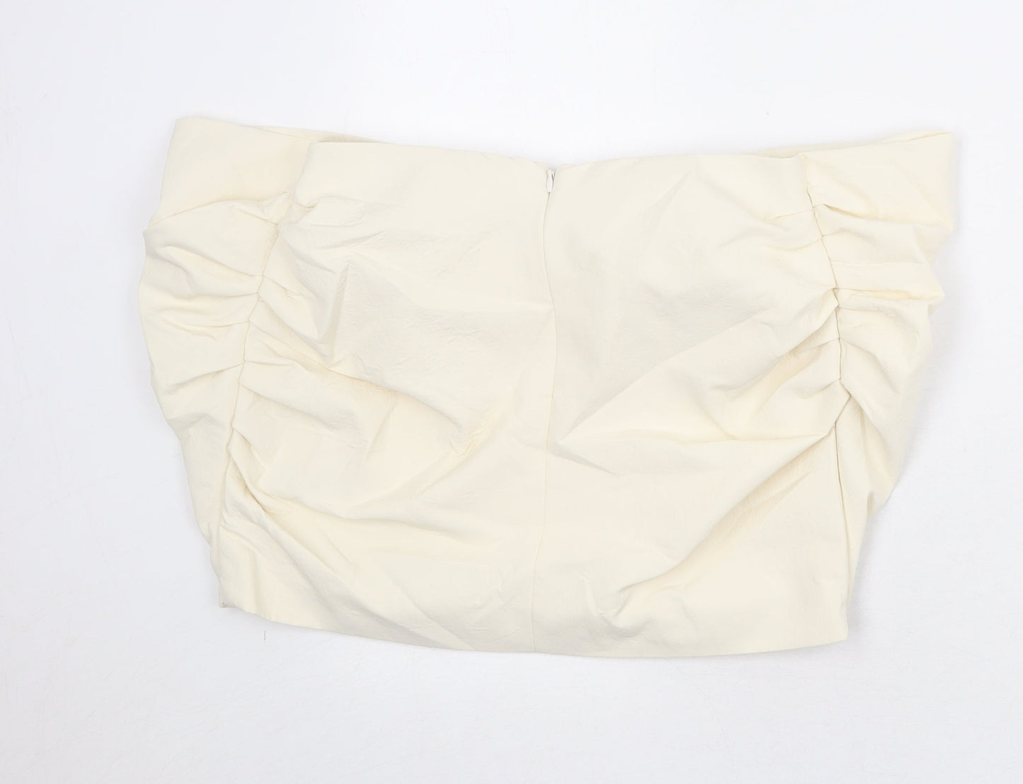Zara Womens Ivory Polyamide Cropped Blouse Size M Off the Shoulder