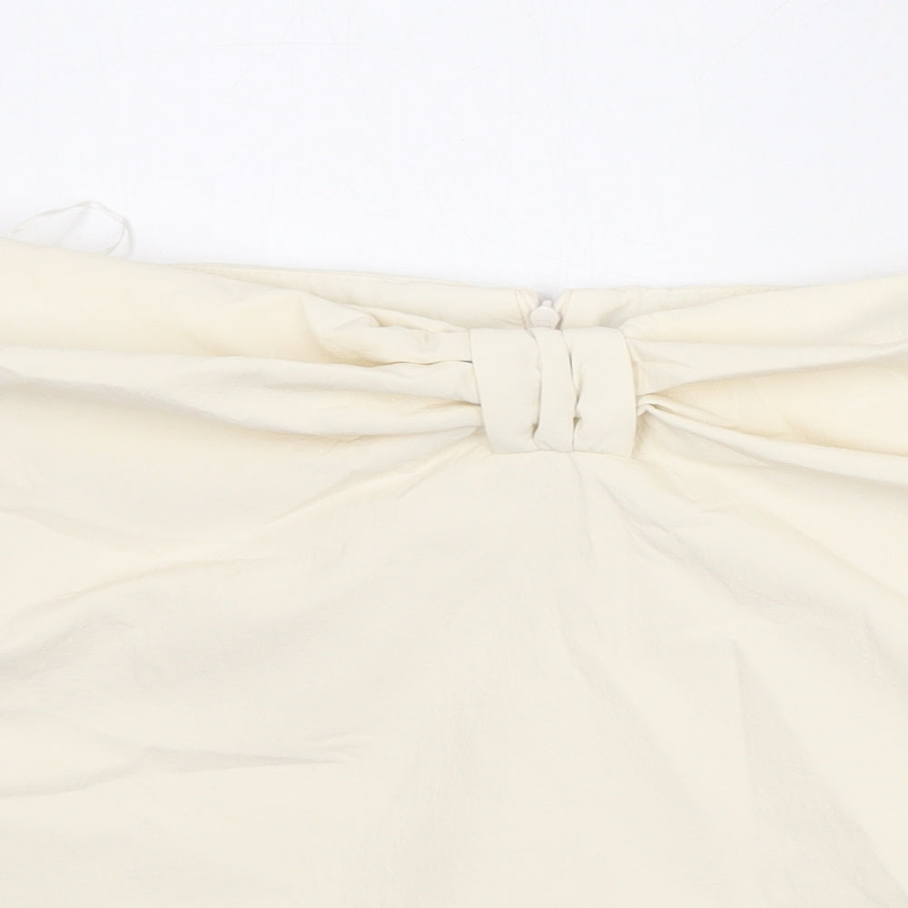 Zara Womens Ivory Polyamide Cropped Blouse Size M Off the Shoulder