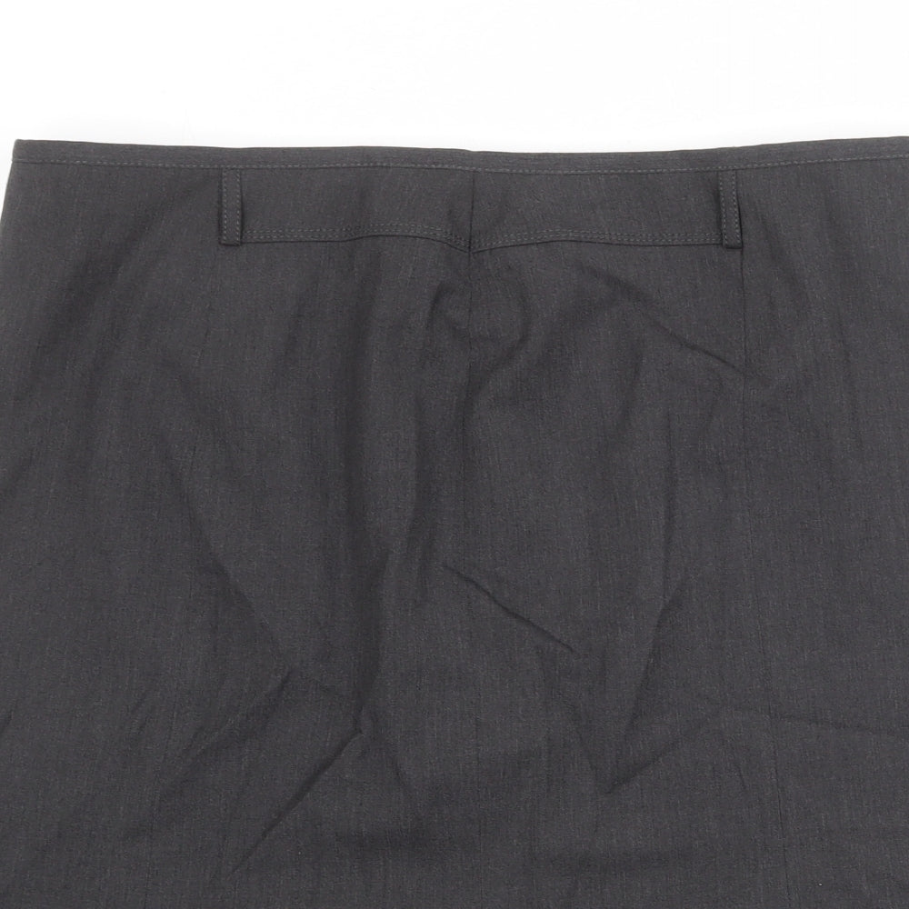 Gerry Weber Womens Grey Polyester A-Line Skirt Size 18 Zip