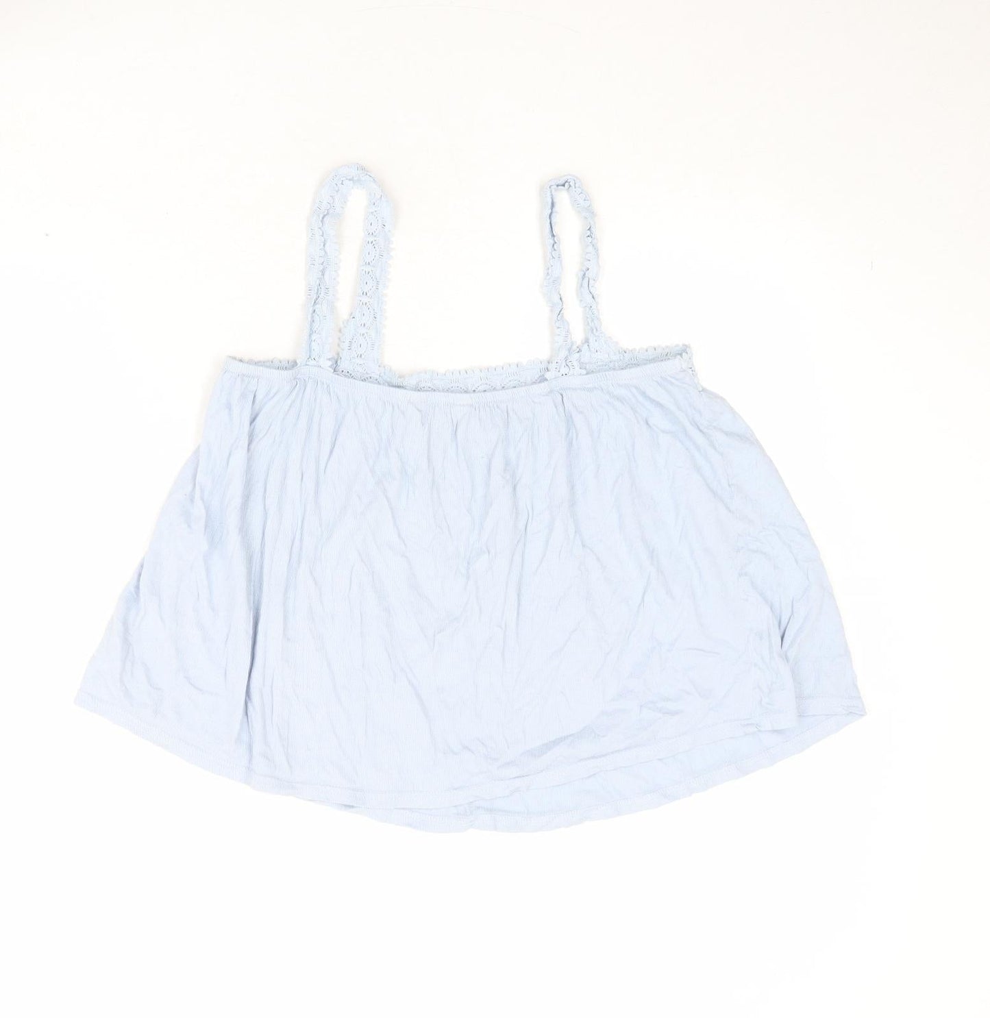 New Look Womens Blue Cotton Basic Tank Size 10 Square Neck