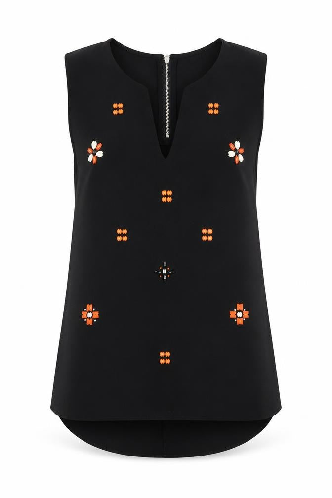 NEXT Womens Black Polyester Basic Blouse Size 10 V-Neck - Embellished