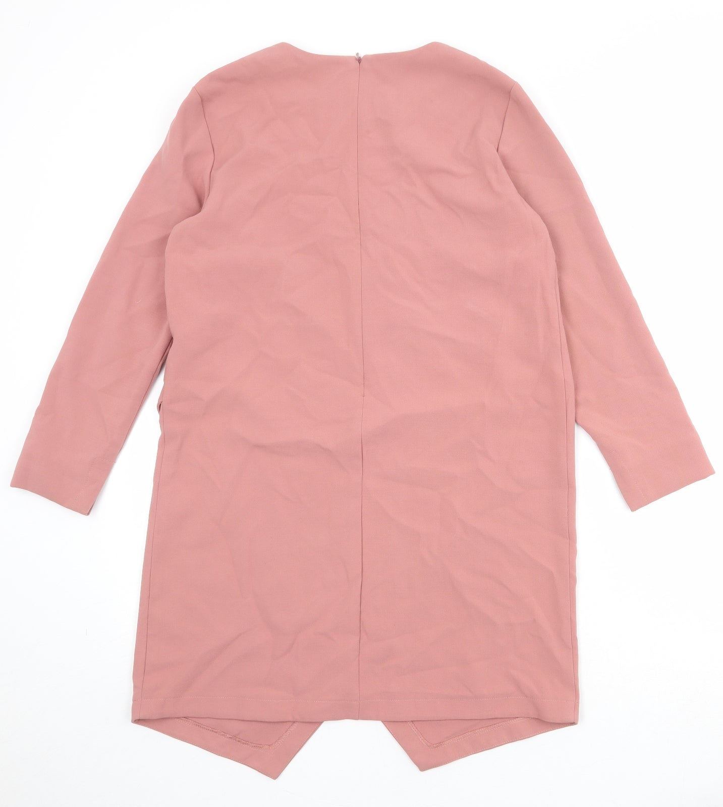 ASOS Womens Pink Polyester Sheath Size 12 Boat Neck Zip - Wrap Front Detail