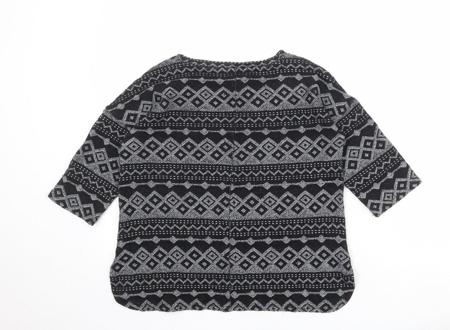 NEXT Womens Black Round Neck Geometric Polyester Pullover Jumper Size 8