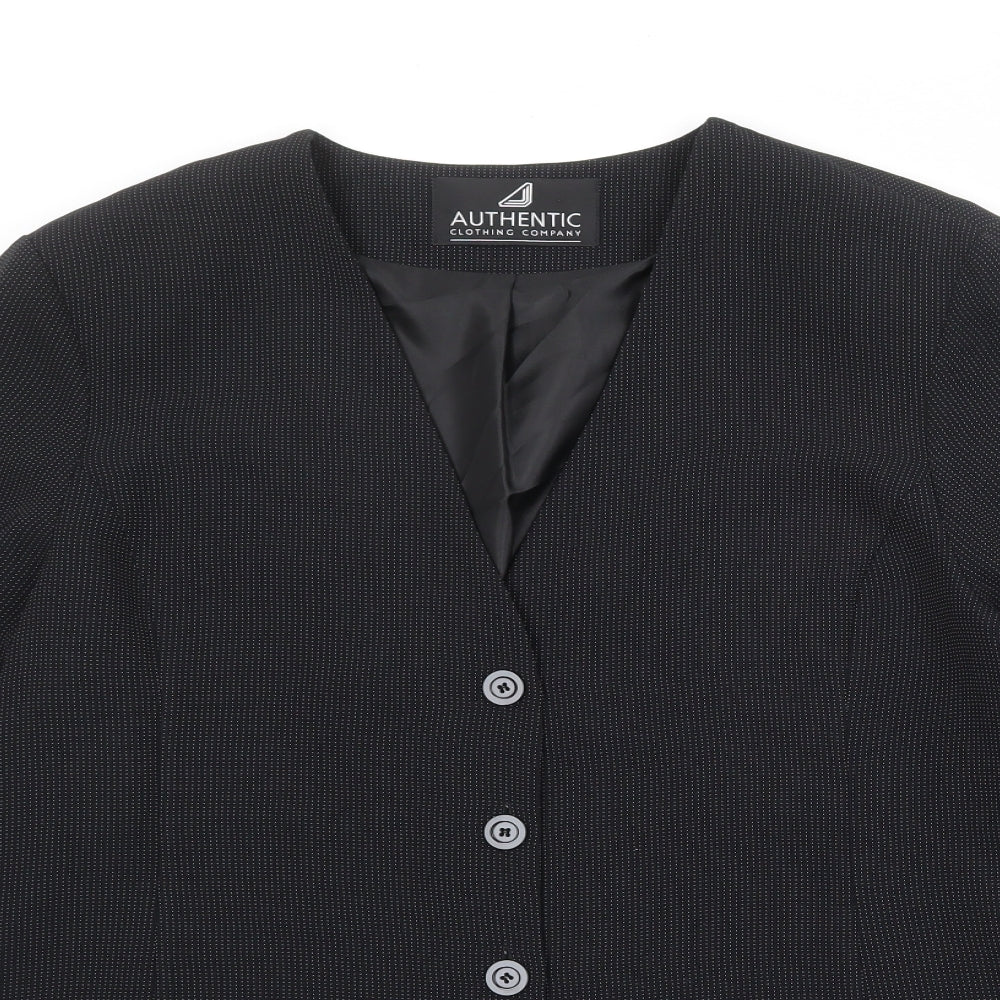 Authentic Clothing Company Womens Black Geometric Polyester Jacket Blazer Size 22