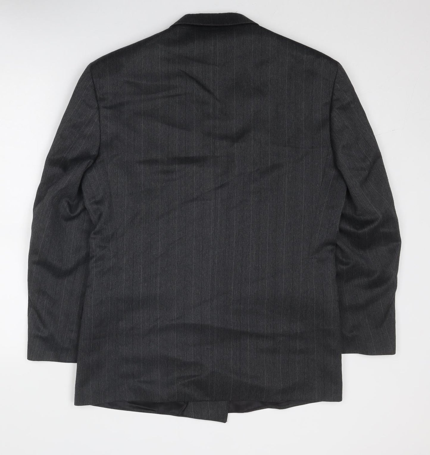 James Barry Mens Grey Striped Polyester Jacket Blazer Size 40 Regular