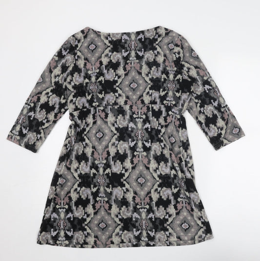 Lily Originals Womens Multicoloured Geometric Polyester Mini Size 12 Boat Neck Pullover