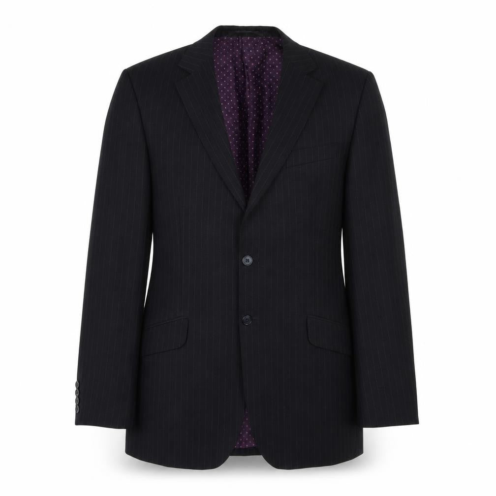 Marks and Spencer Mens Black Striped Polyacrylate Fibre Jacket Suit Jacket Size 42 Regular