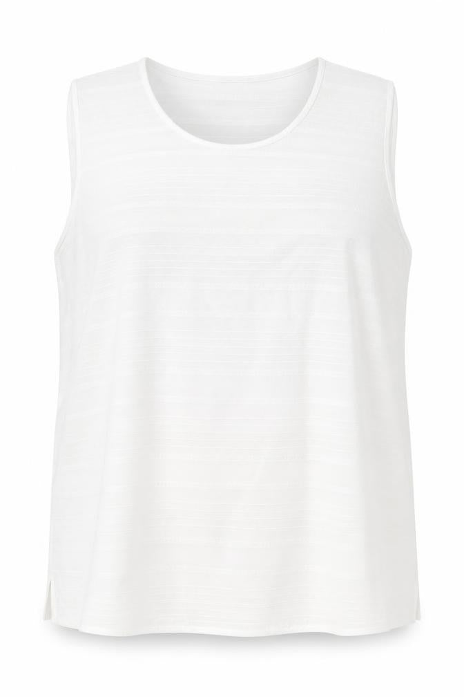 Frank Walder Womens White Polyester Basic Tank Size 18 Round Neck