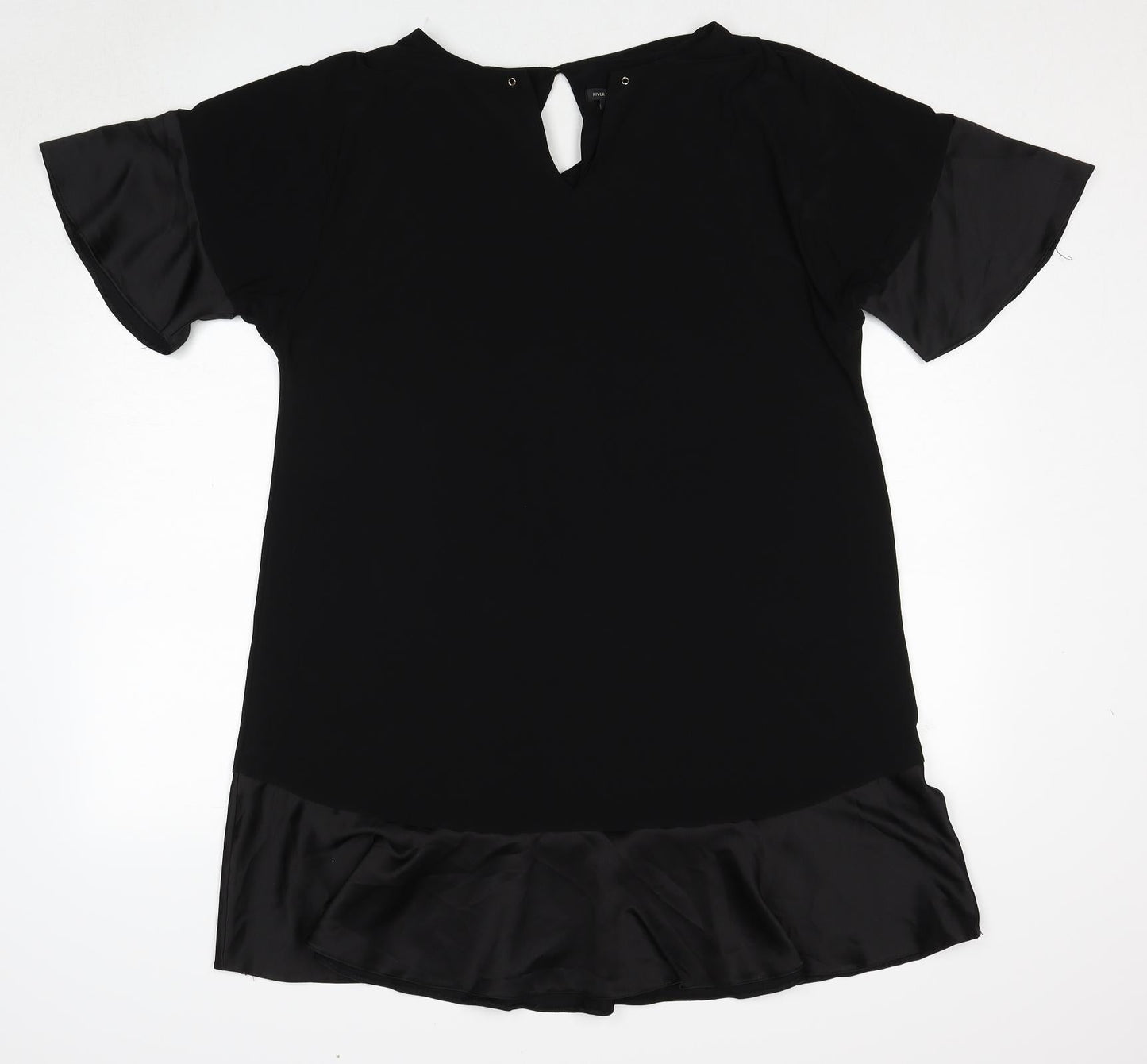 River Island Womens Black Polyester Trapeze & Swing Size M V-Neck Button