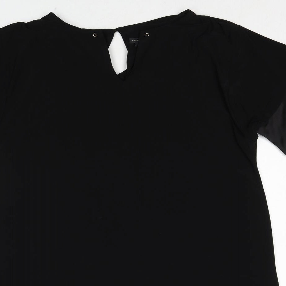 River Island Womens Black Polyester Trapeze & Swing Size M V-Neck Button