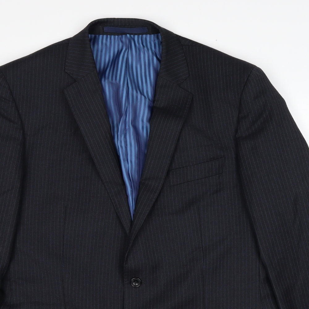 Marks and Spencer Mens Grey Striped Wool Jacket Suit Jacket Size 42 Regular