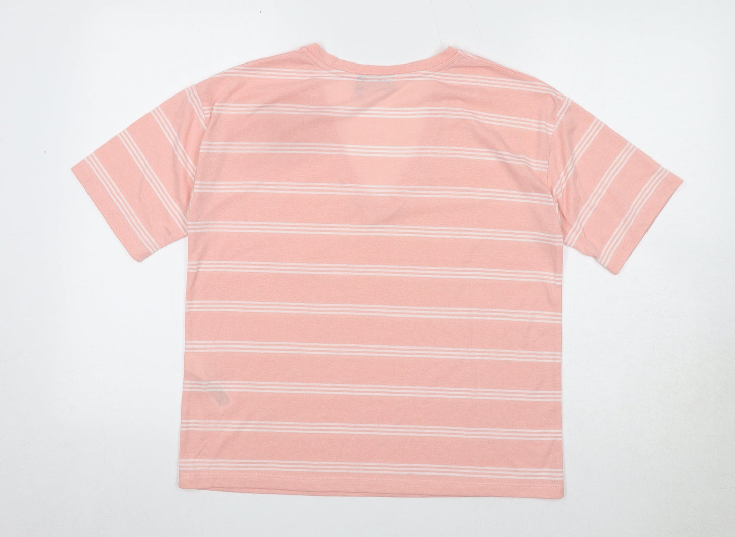ASOS Womens Pink Striped Polyester Basic T-Shirt Size 8 V-Neck