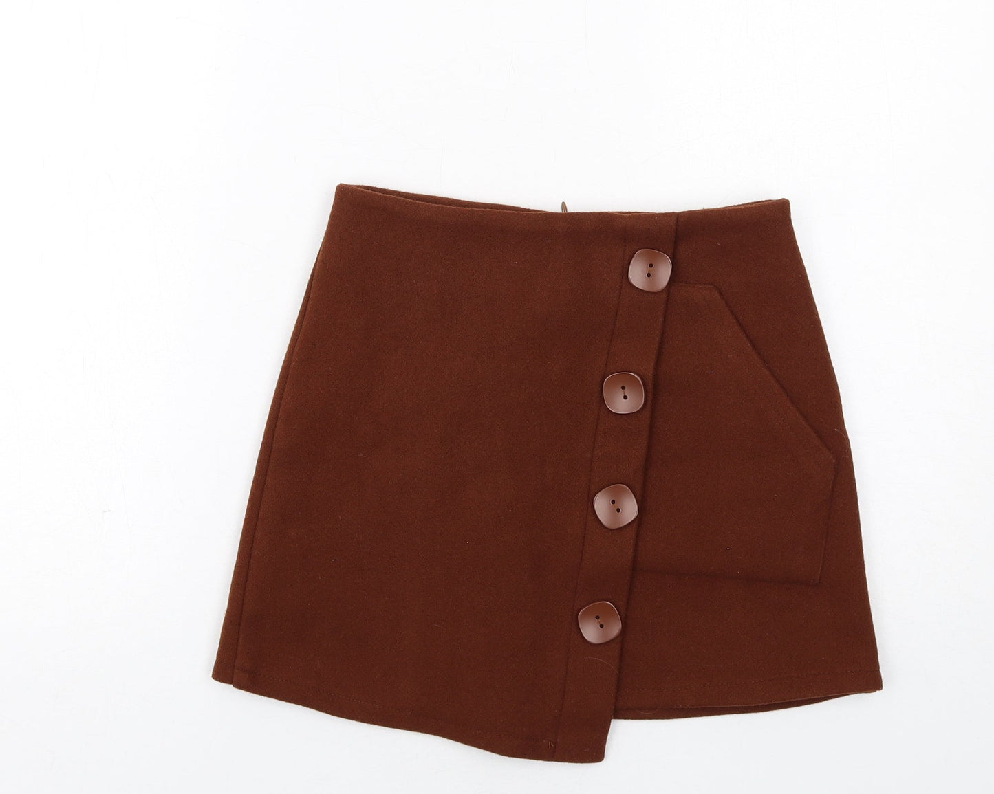 Elpaine Womens Brown Polyester A-Line Skirt Size S Zip