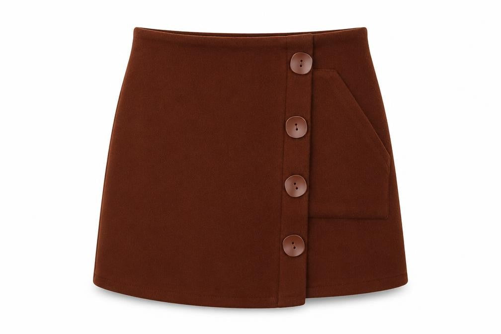Elpaine Womens Brown Polyester A-Line Skirt Size S Zip