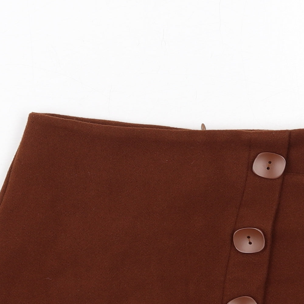 Elpaine Womens Brown Polyester A-Line Skirt Size S Zip