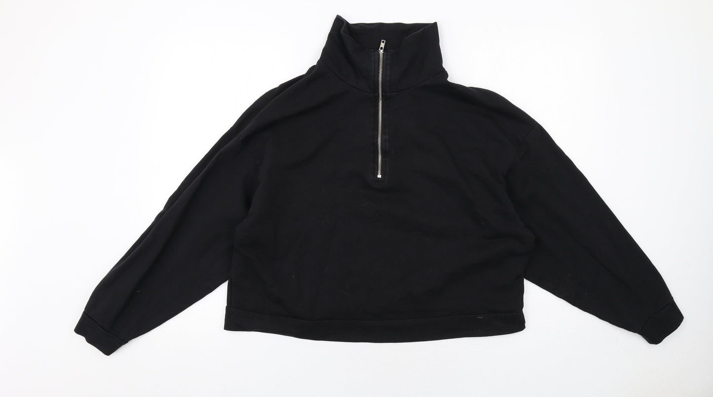 ASOS Womens Black Cotton Pullover Sweatshirt Size 10 Zip