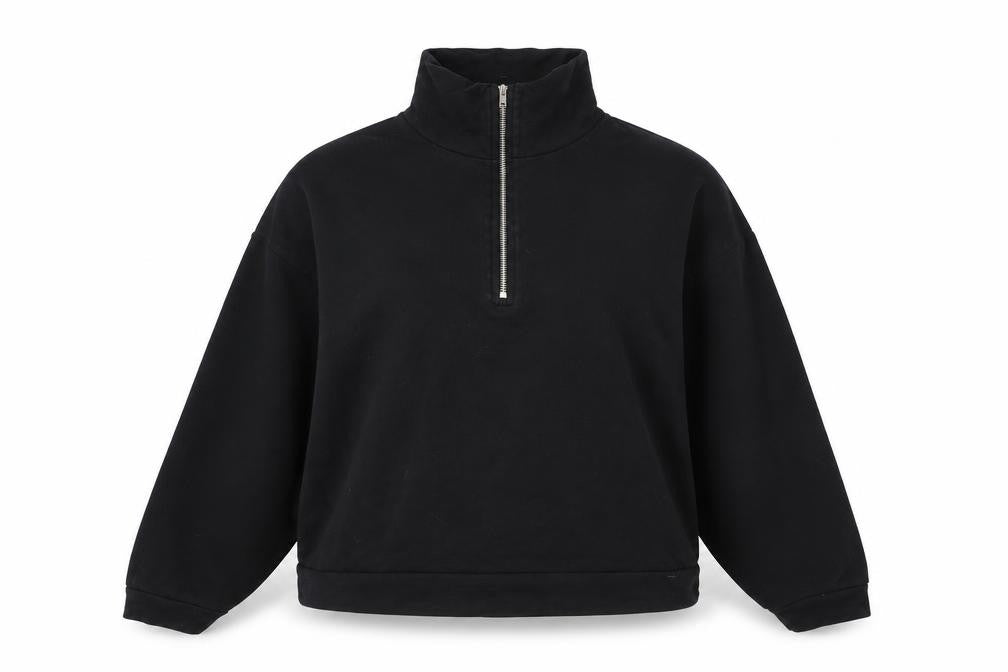 ASOS Womens Black Cotton Pullover Sweatshirt Size 10 Zip