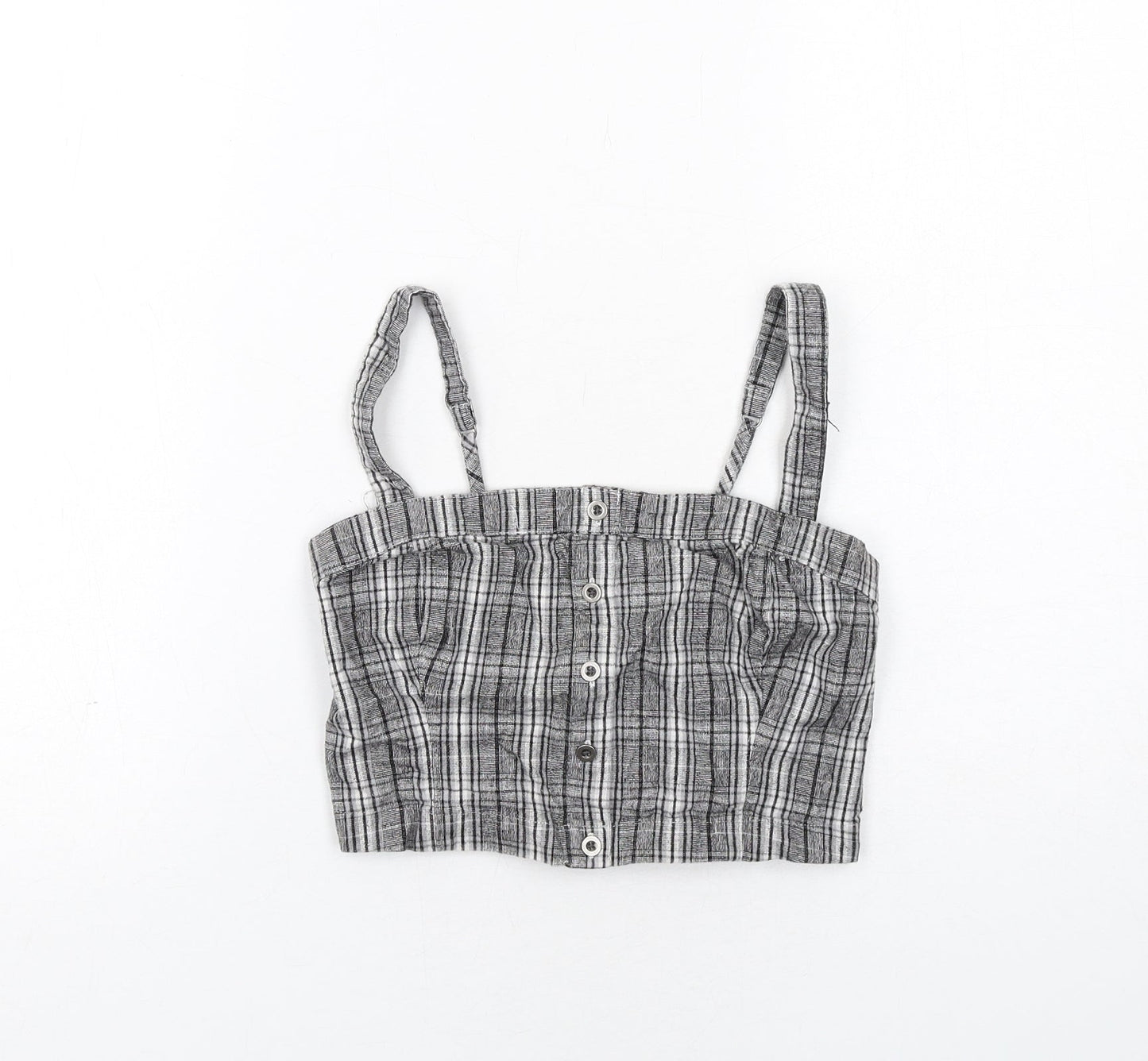 Hollister Womens Grey Geometric Cotton Cropped Tank Size S Square Neck