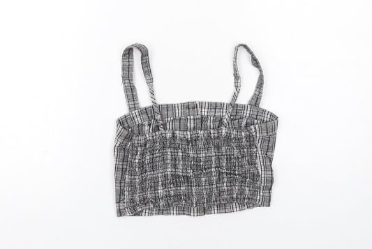 Hollister Womens Grey Geometric Cotton Cropped Tank Size S Square Neck
