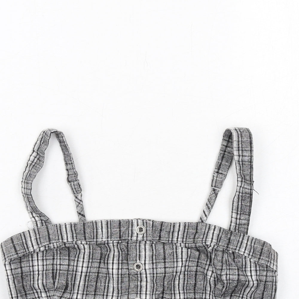 Hollister Womens Grey Geometric Cotton Cropped Tank Size S Square Neck