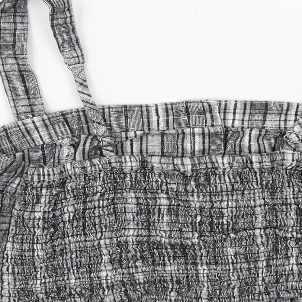 Hollister Womens Grey Geometric Cotton Cropped Tank Size S Square Neck