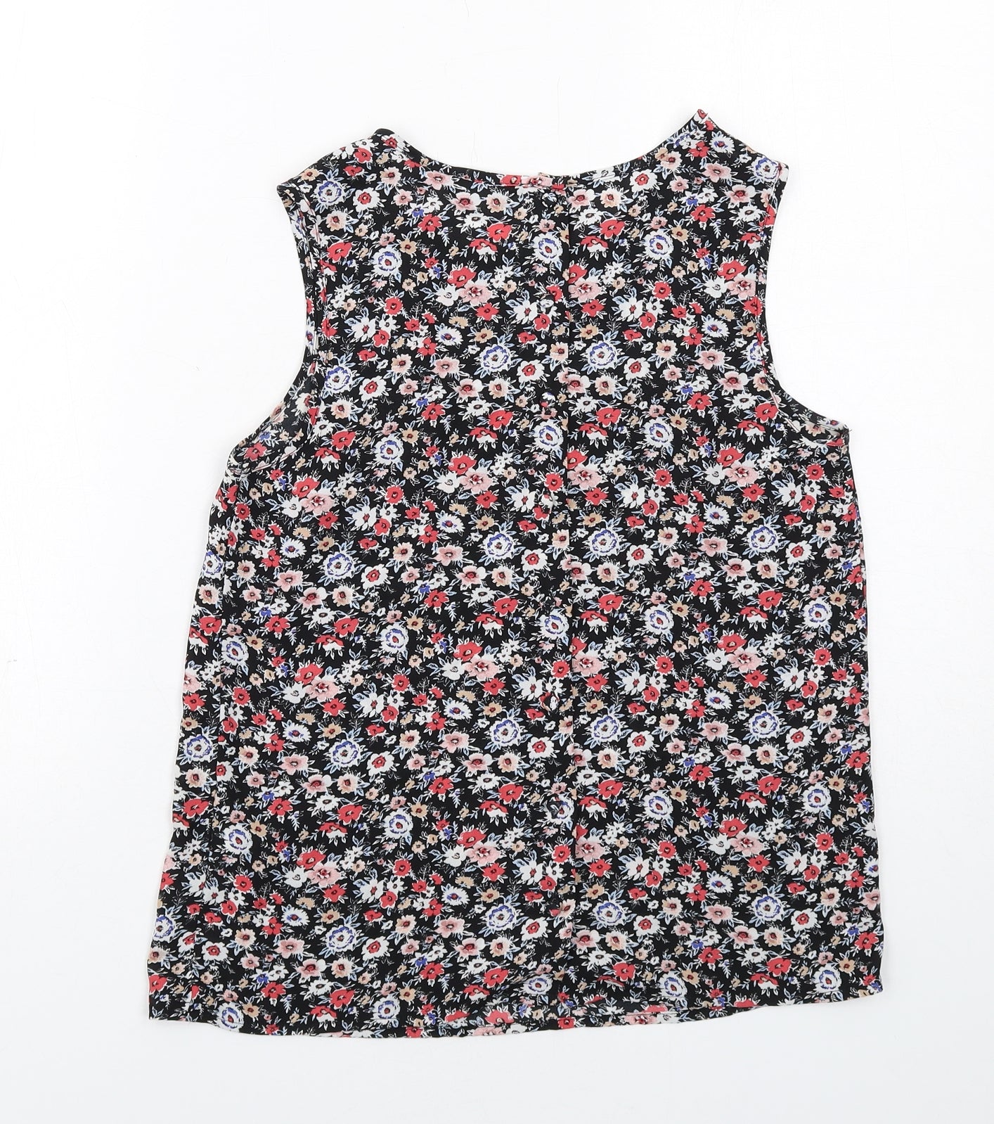 New Look Womens Black Floral Polyester Basic Tank Size 6 V-Neck