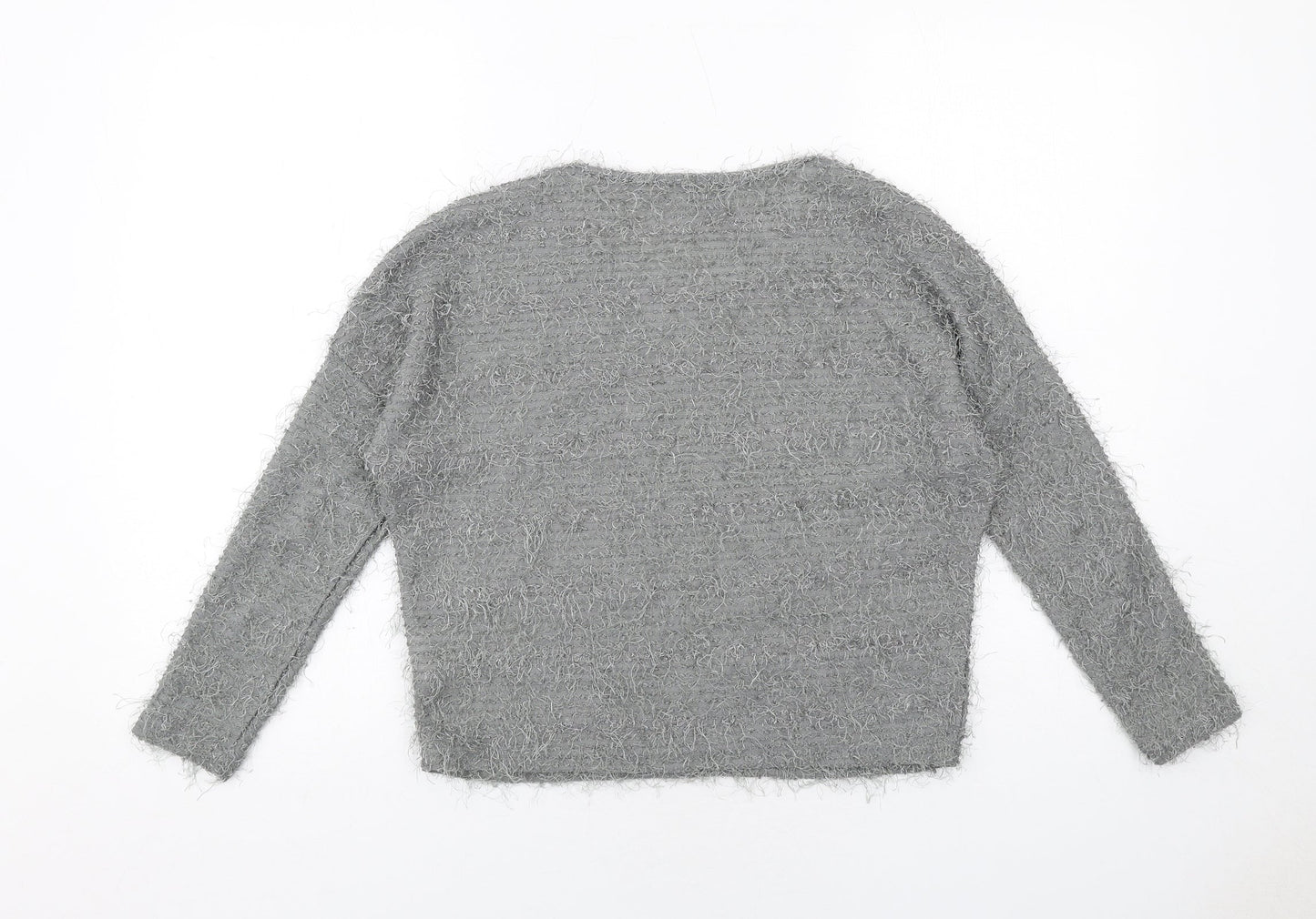 Fluid Womens Grey Round Neck Polyester Pullover Jumper Size XS