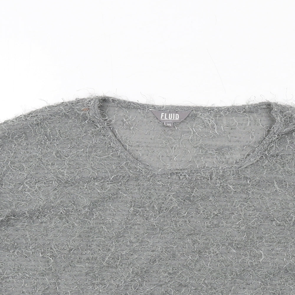 Fluid Womens Grey Round Neck Polyester Pullover Jumper Size XS