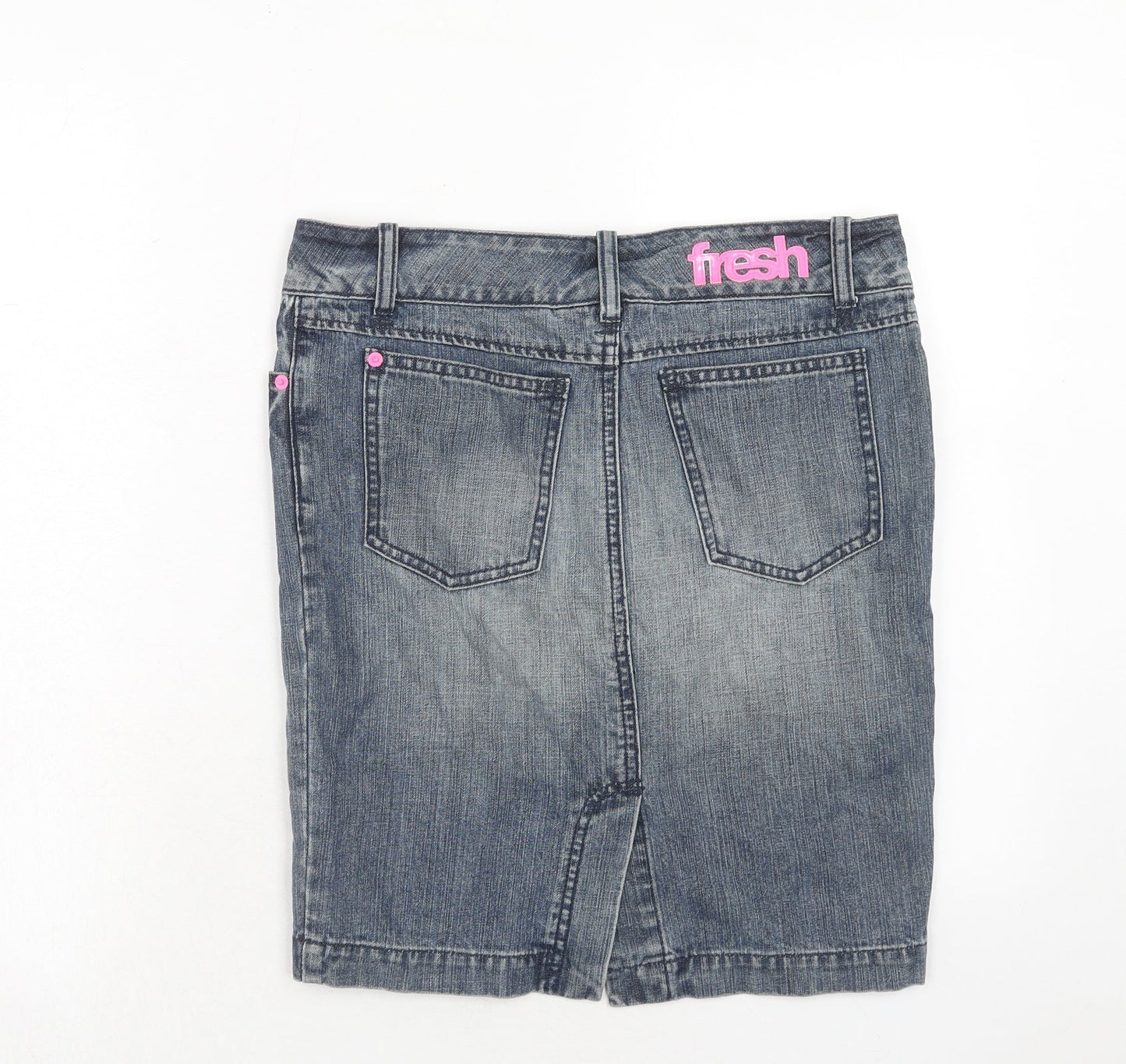 Boxfresh Womens Blue Cotton A-Line Skirt Size S Zip