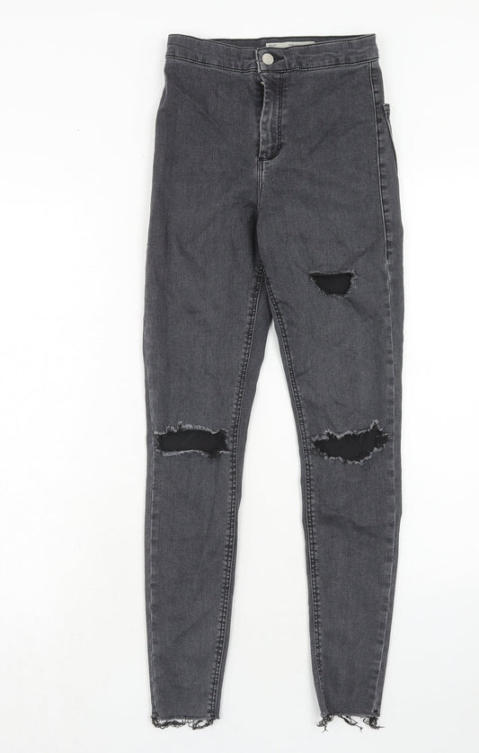 Topshop Womens Grey Cotton Skinny Jeans Size 28 in L32 in Regular Zip