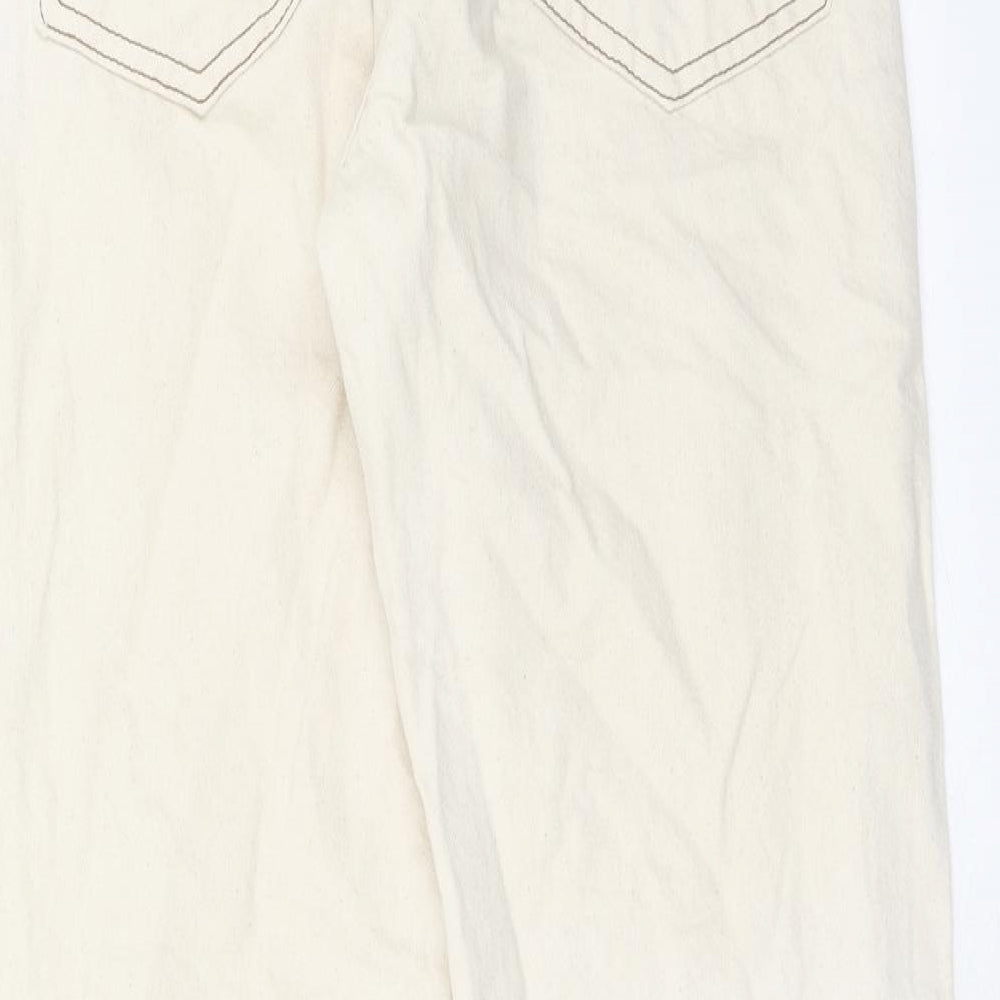 Stradivarius Womens Beige Cotton Straight Jeans Size 8 Regular Zip