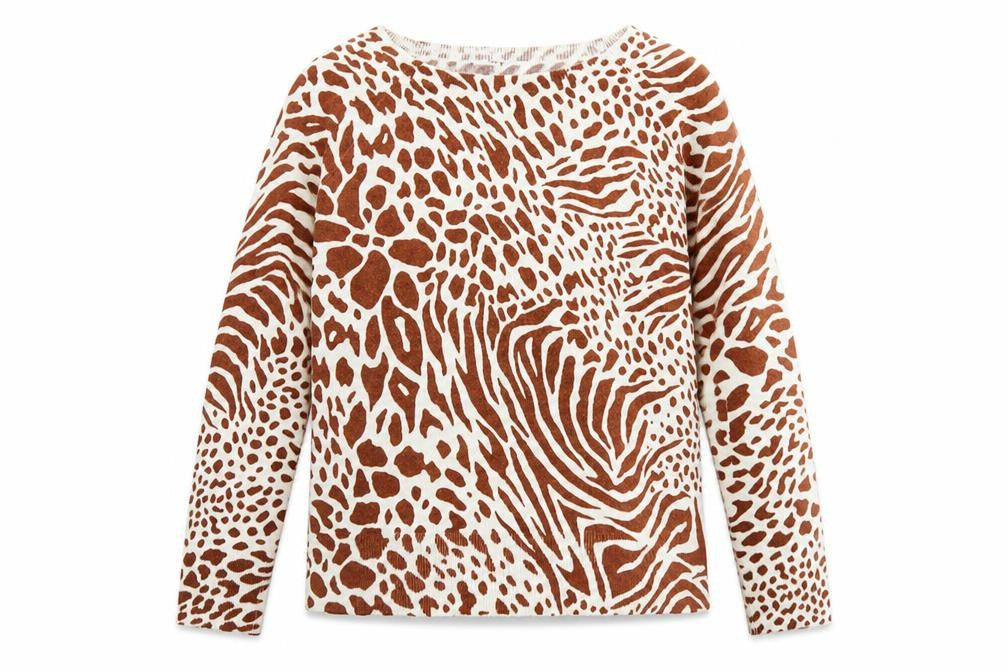NEXT Womens Brown Round Neck Animal Print Acrylic Pullover Jumper Size 10 - Tiger Print