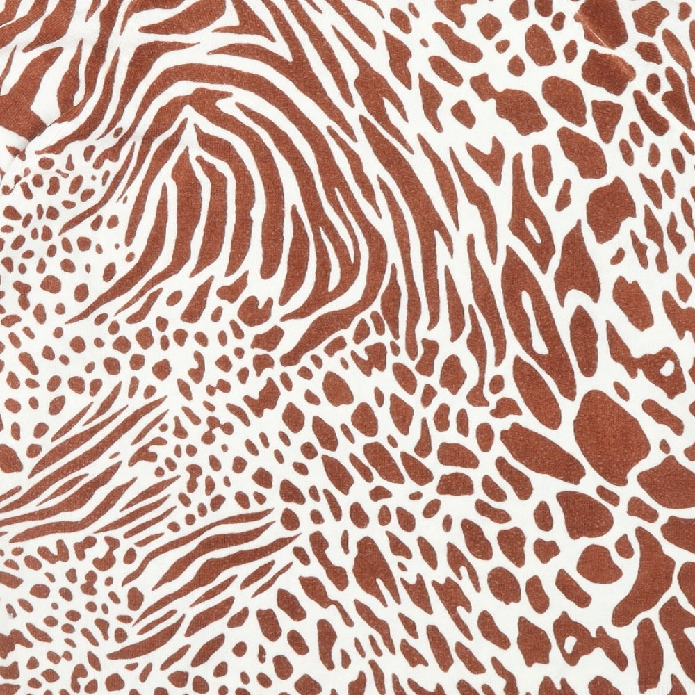 NEXT Womens Brown Round Neck Animal Print Acrylic Pullover Jumper Size 10 - Tiger Print