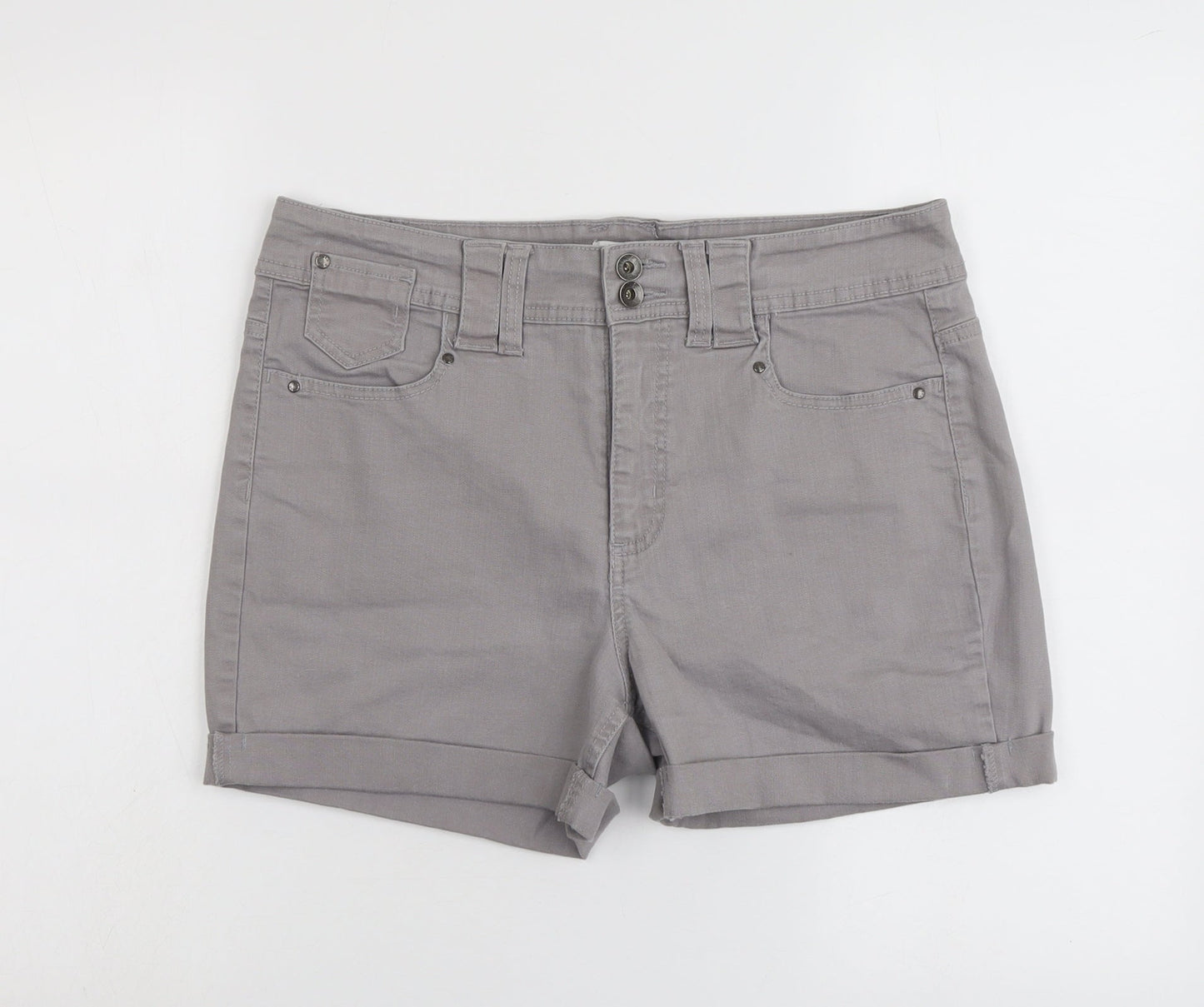 Jones&Co Womens Grey Cotton Basic Shorts Size XL L4 in Regular Button