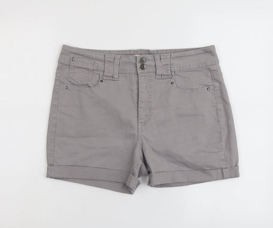 Jones&Co Womens Grey Cotton Basic Shorts Size XL L4 in Regular Button