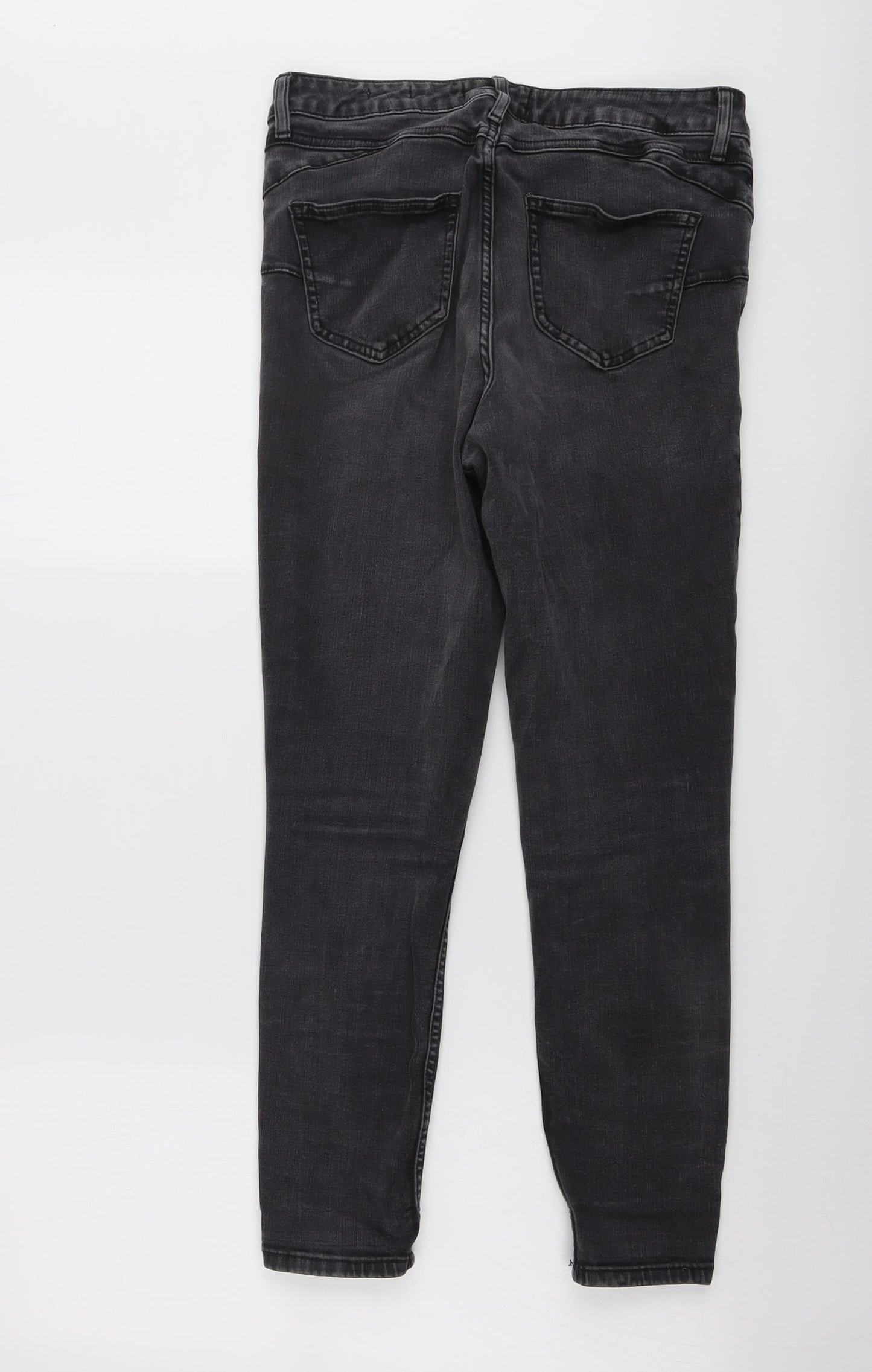 New Look Womens Grey Cotton Skinny Jeans Size 14 L25 in Regular Button
