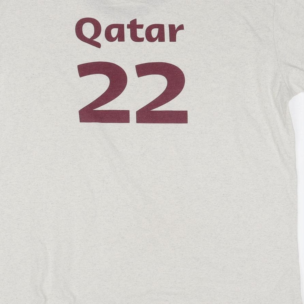 FIFA Mens Beige Polyester T-Shirt Size M V-Neck - Qatar Airways Fifa World Cup 2022