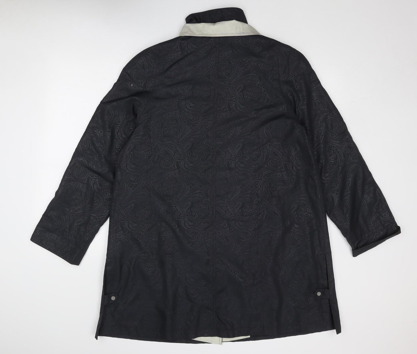 Junge Womens Black Geometric Overcoat Coat Size 12 Zip