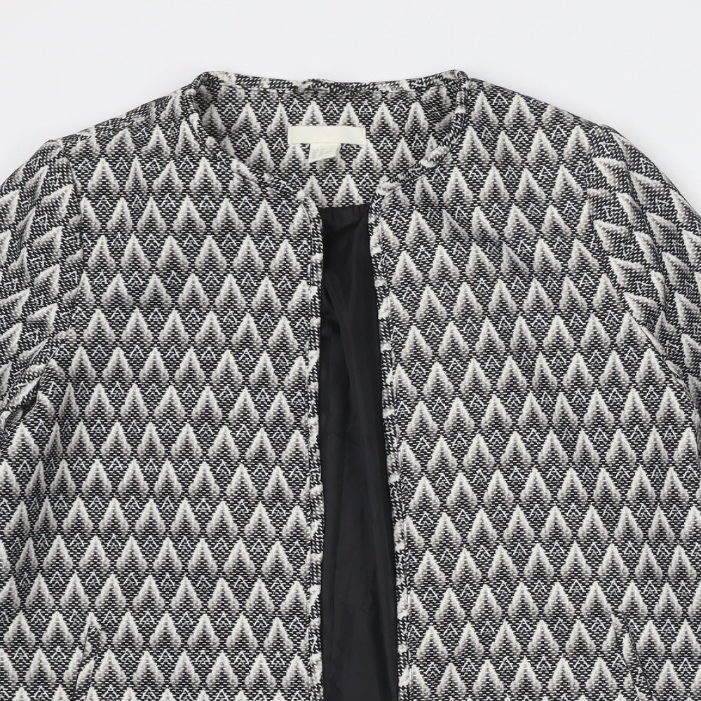 H&M Womens Grey Geometric Overcoat Coat Size 16