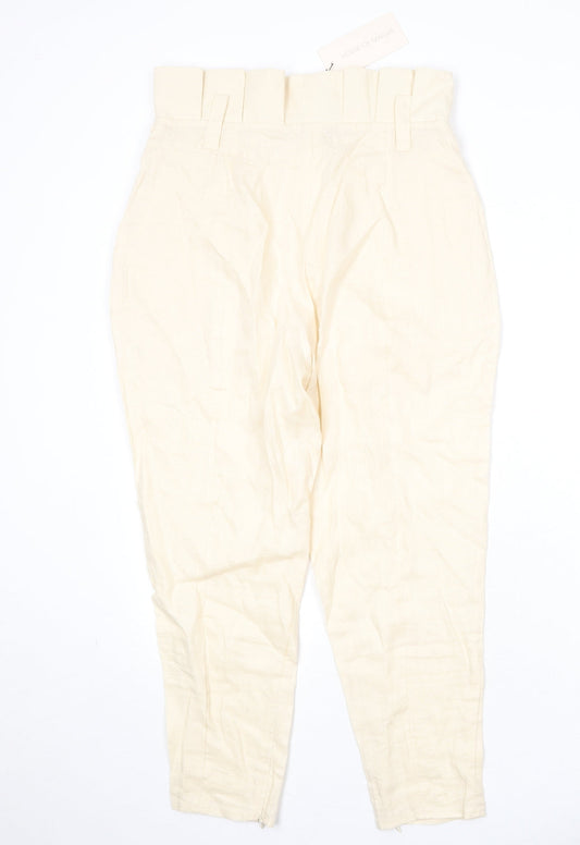 House of Maguie Womens Beige Polyester Chino Trousers Size M Regular Zip