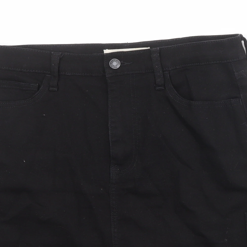 Gap Womens Black Cotton A-Line Skirt Size 29 in Zip