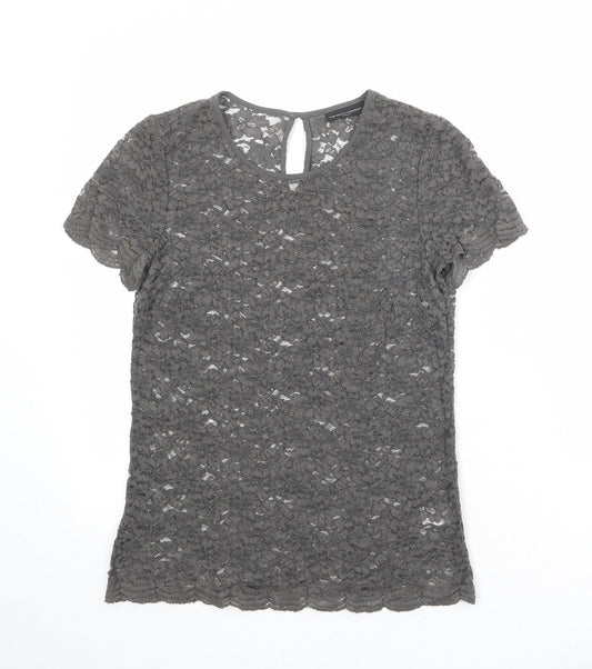 The White Company Womens Grey Viscose Basic T-Shirt Size 8 Round Neck