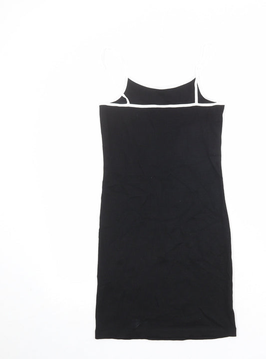 Lonsdale Womens Black Cotton Tank Dress Size 8 Round Neck Pullover