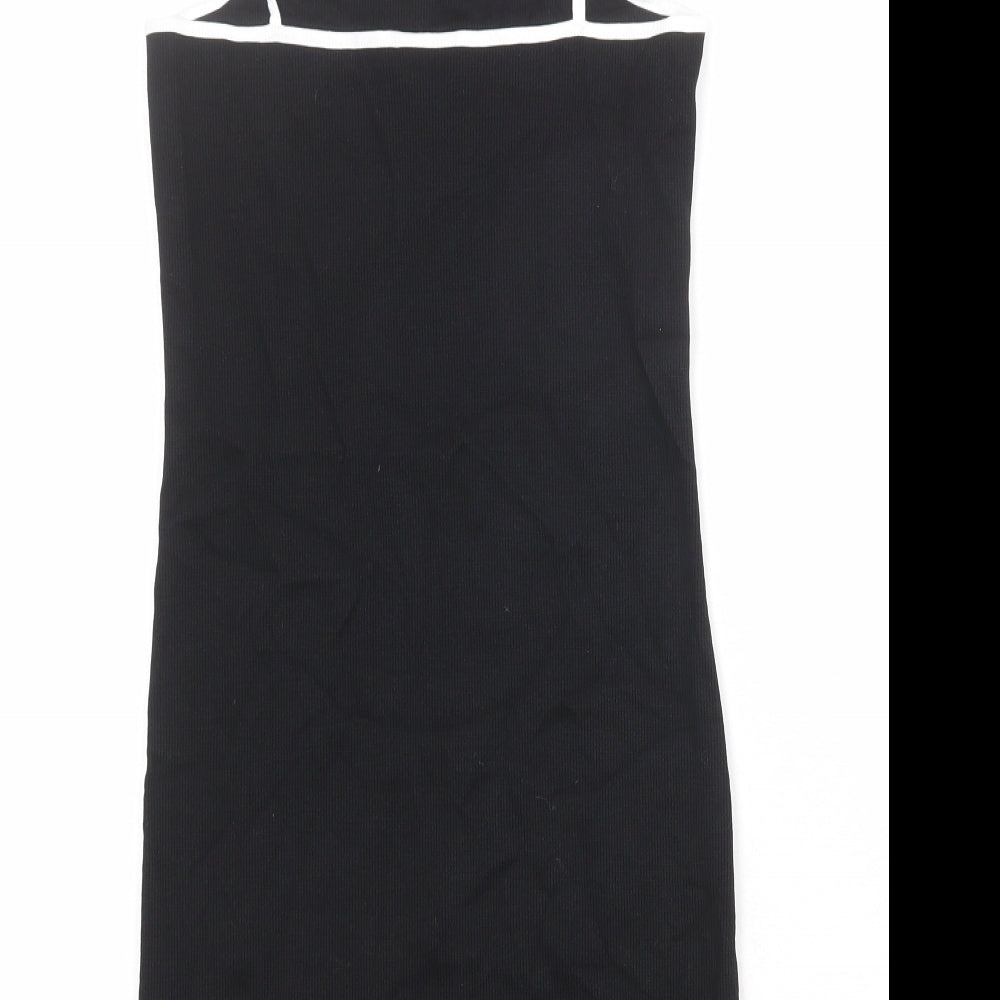 Lonsdale Womens Black Cotton Tank Dress Size 8 Round Neck Pullover