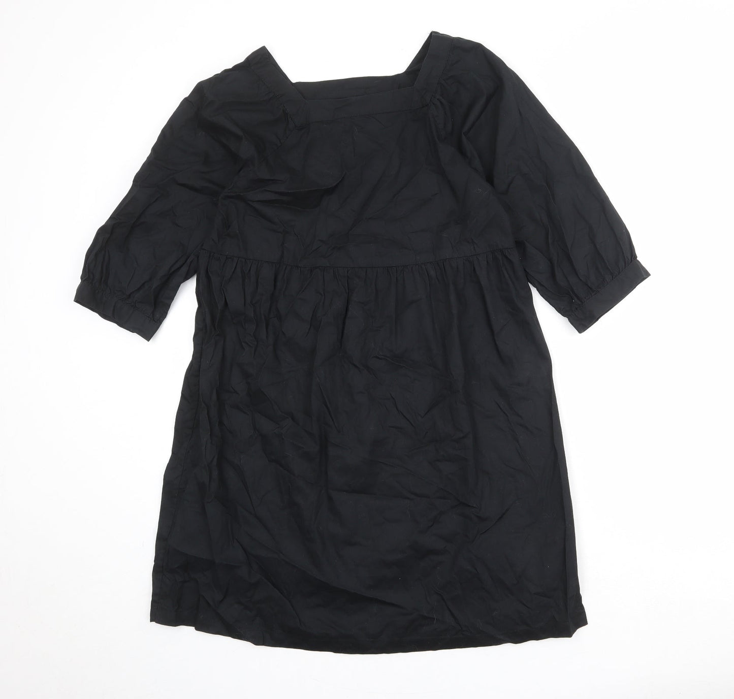 Monki Womens Black 100% Cotton A-Line Size XS Square Neck Pullover