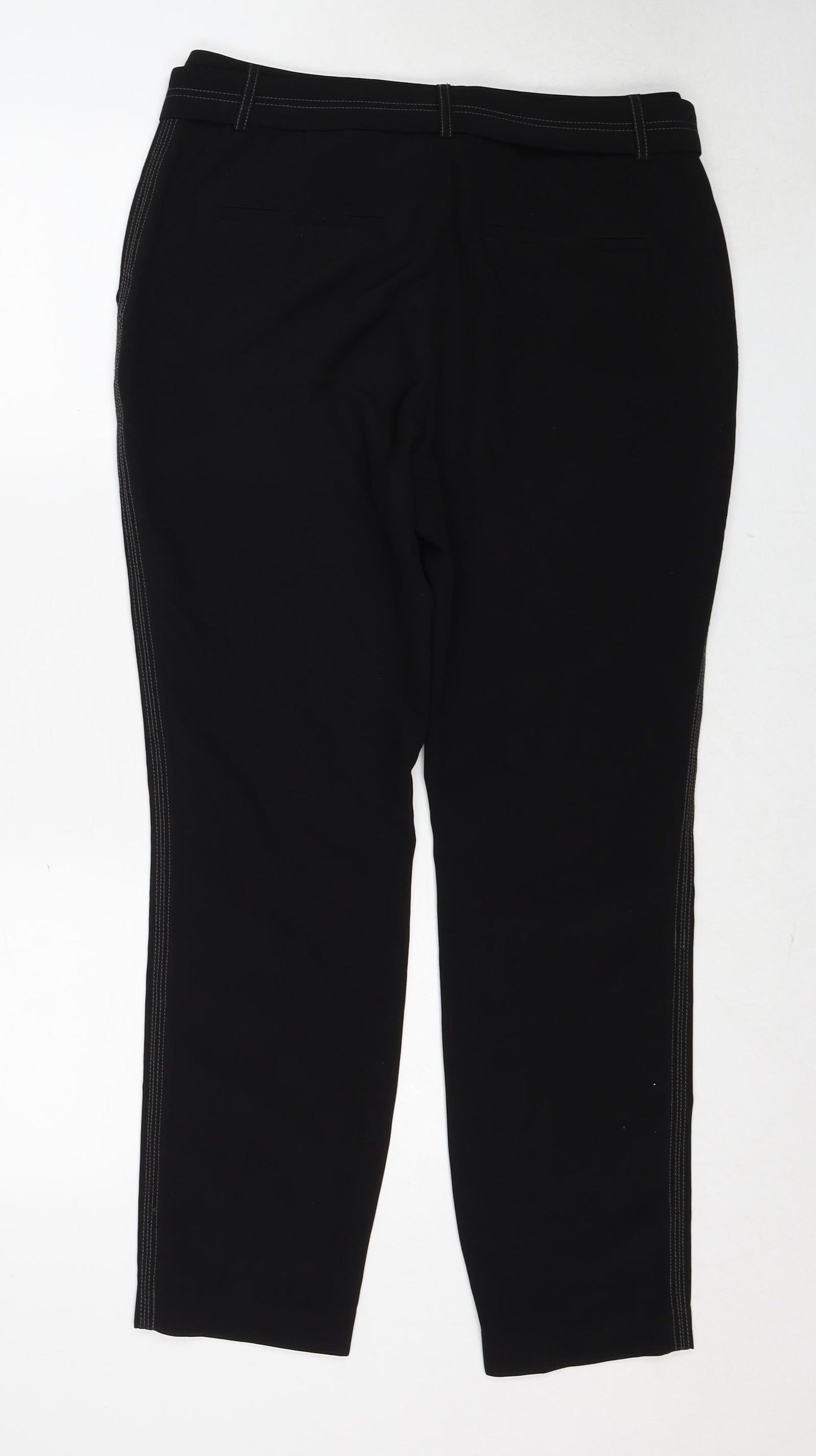 YAYA Womens Black Polyester Trousers Size 10 Regular Zip - Contrast Stitching
