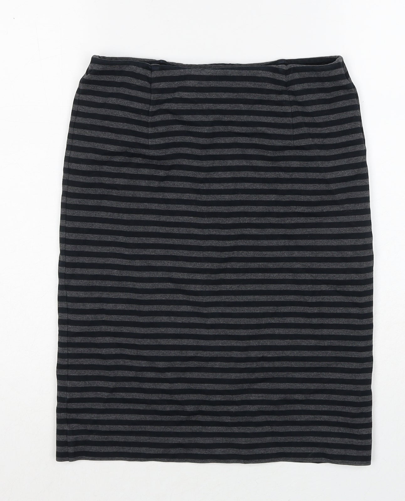 Deuxieme Classe Womens Grey Striped Cotton A-Line Skirt Size 10