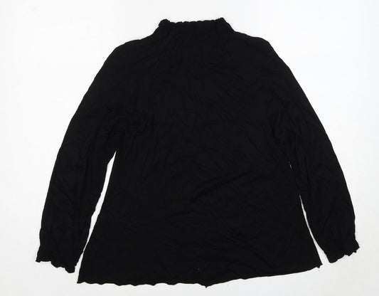 VERO MODA Womens Black Viscose Basic Blouse Size L Mock Neck