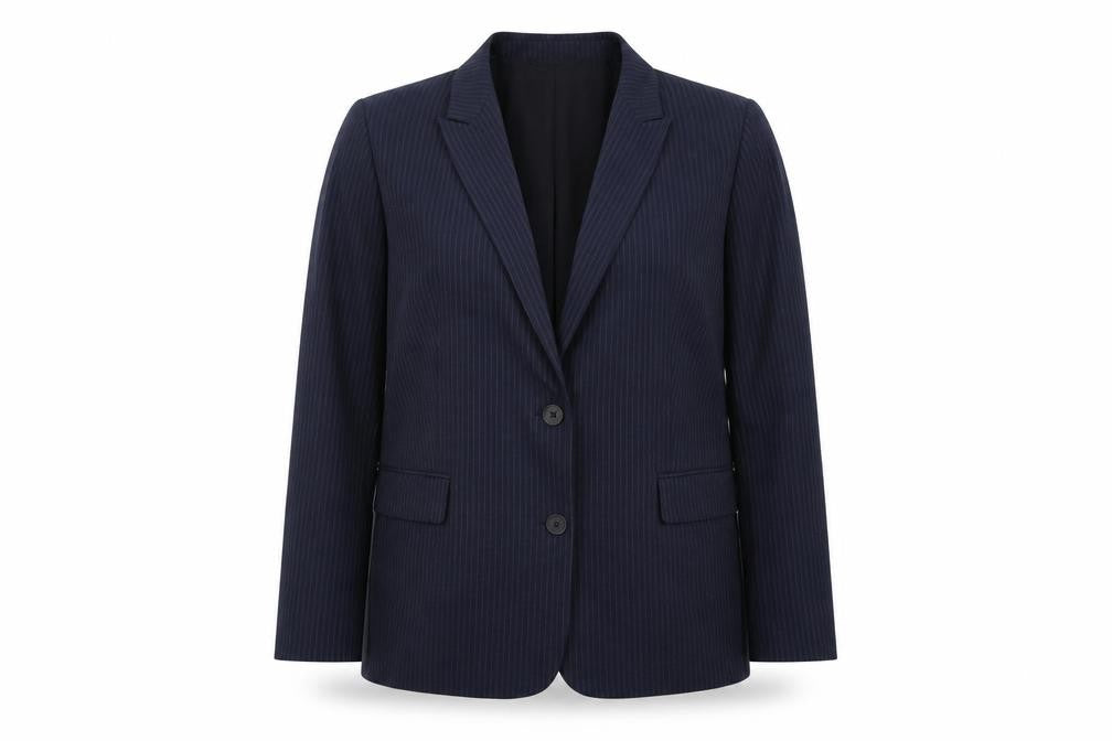 Marks & Spencer Womens Blue Pinstripe Polyester Jacket Suit Jacket Size 20