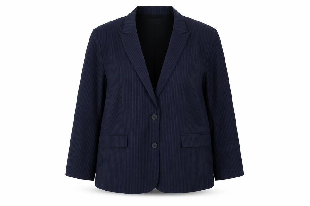 Marks and Spencer Womens Blue Pinstripe Polyester Jacket Suit Jacket Size 20
